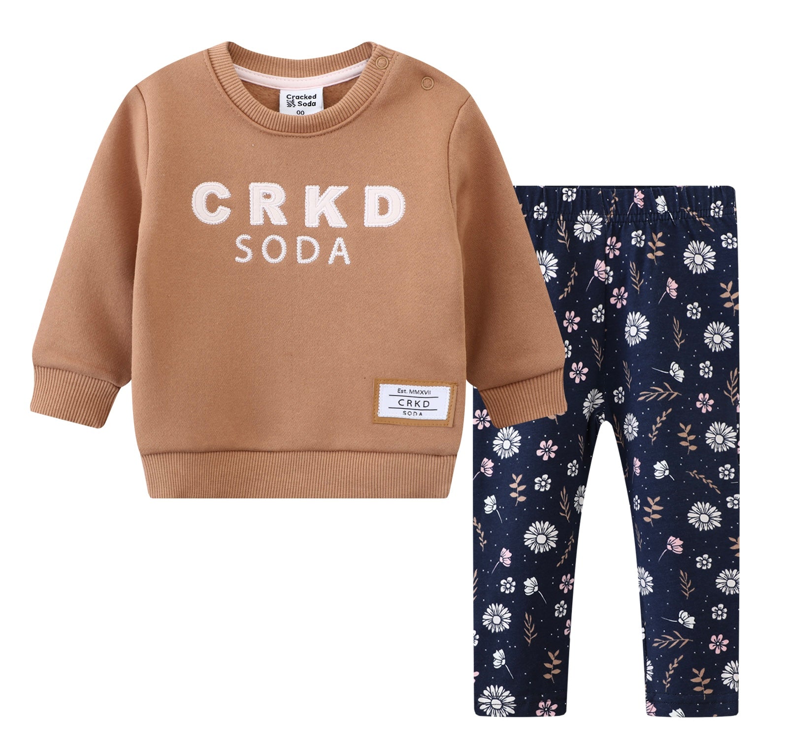 Indigo floral crew and legging set - Mini Boss